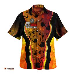 Australia Hawaiian Shirt Naidoc Hand Rock Art Indigenous Golden Style