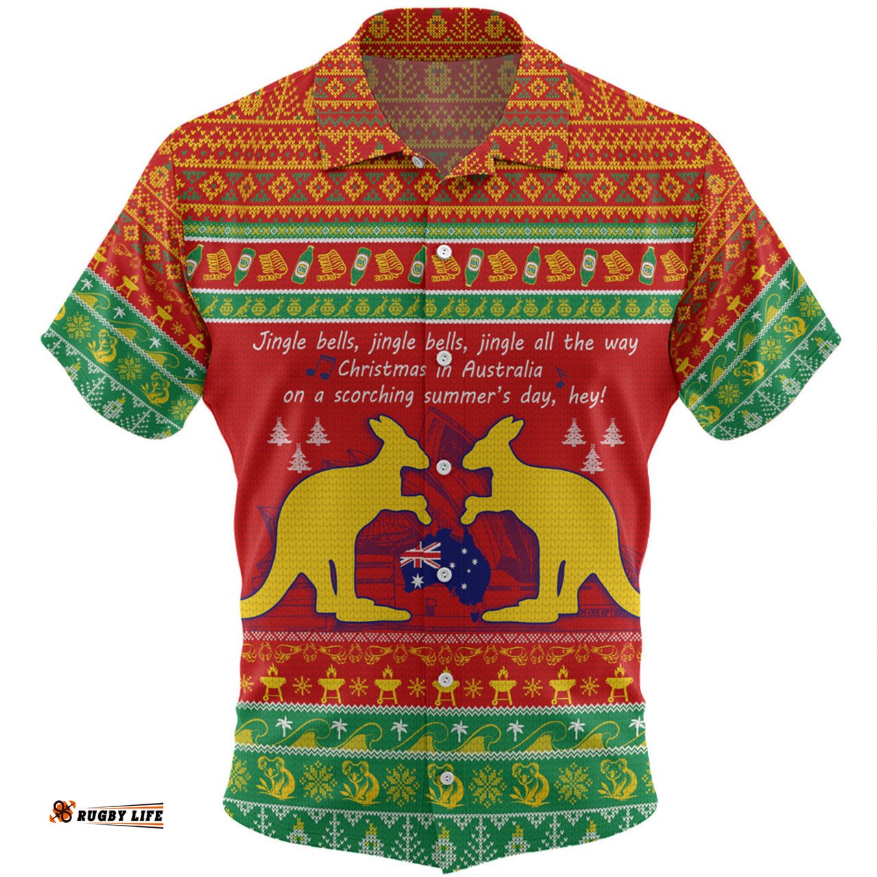 Australian Christmas Carol Christmas Hawaiian Shirt - Jingle Bells Ugly Style V2 Hawaiian Shirt