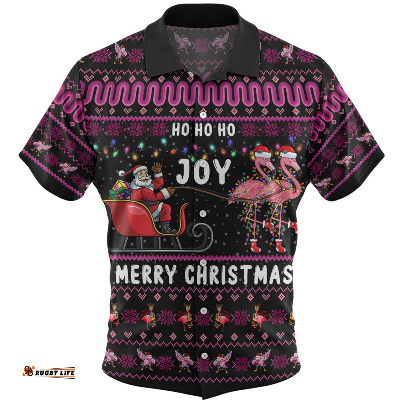 Australia Christmas Custom Hawaiian Shirt - Aussie Christmas Pink Flamingo Santa Sleigh Hawaiian Shirt