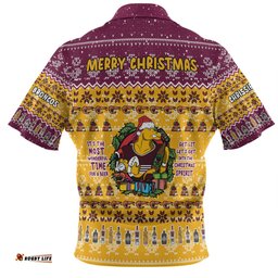 Brisbane Broncos Christmas Custom Hawaiian Shirt - Chrissie Spirit Hawaiian Shirt