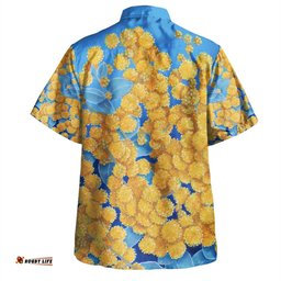 Australia Golden Wattle Hawaiian Shirt - Golden Wattle Blue Background Oil Painting Art Hawaiian Shirt