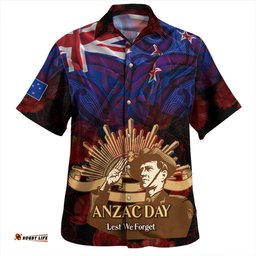 New Zealand Warriors Anzac Day Custom Hawaiian Shirt - Soldier Maori Patterns Hawaiian Shirt