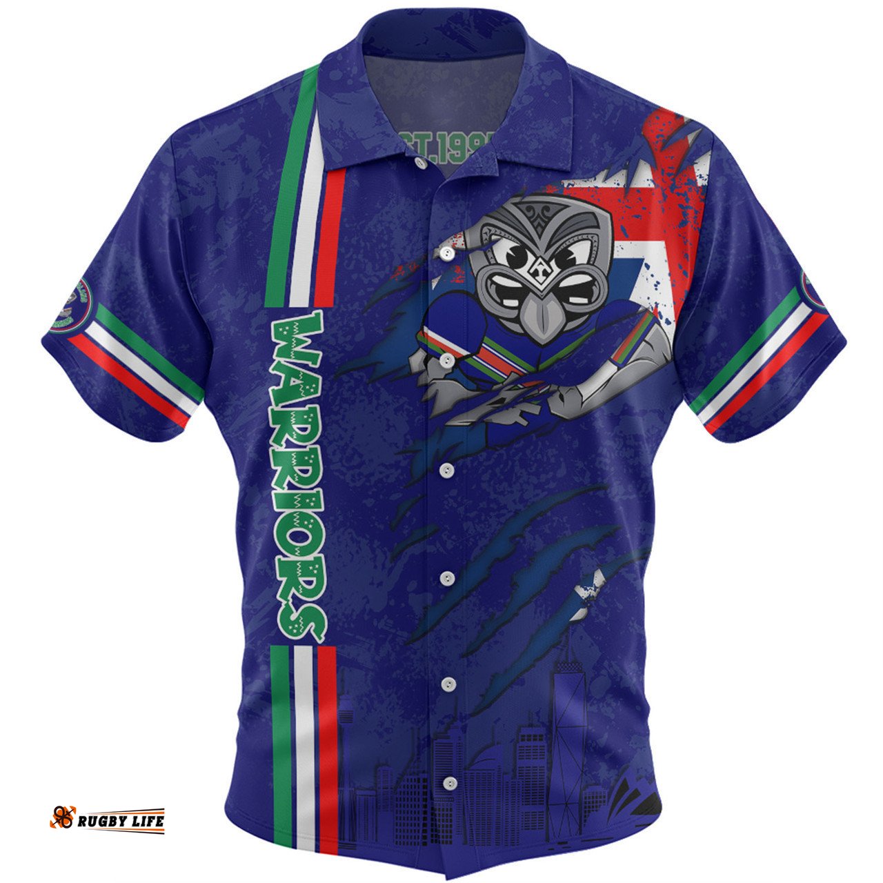 New Zealand Warriors Hawaiian Shirt - Happy Australia Day Flag Scratch Style