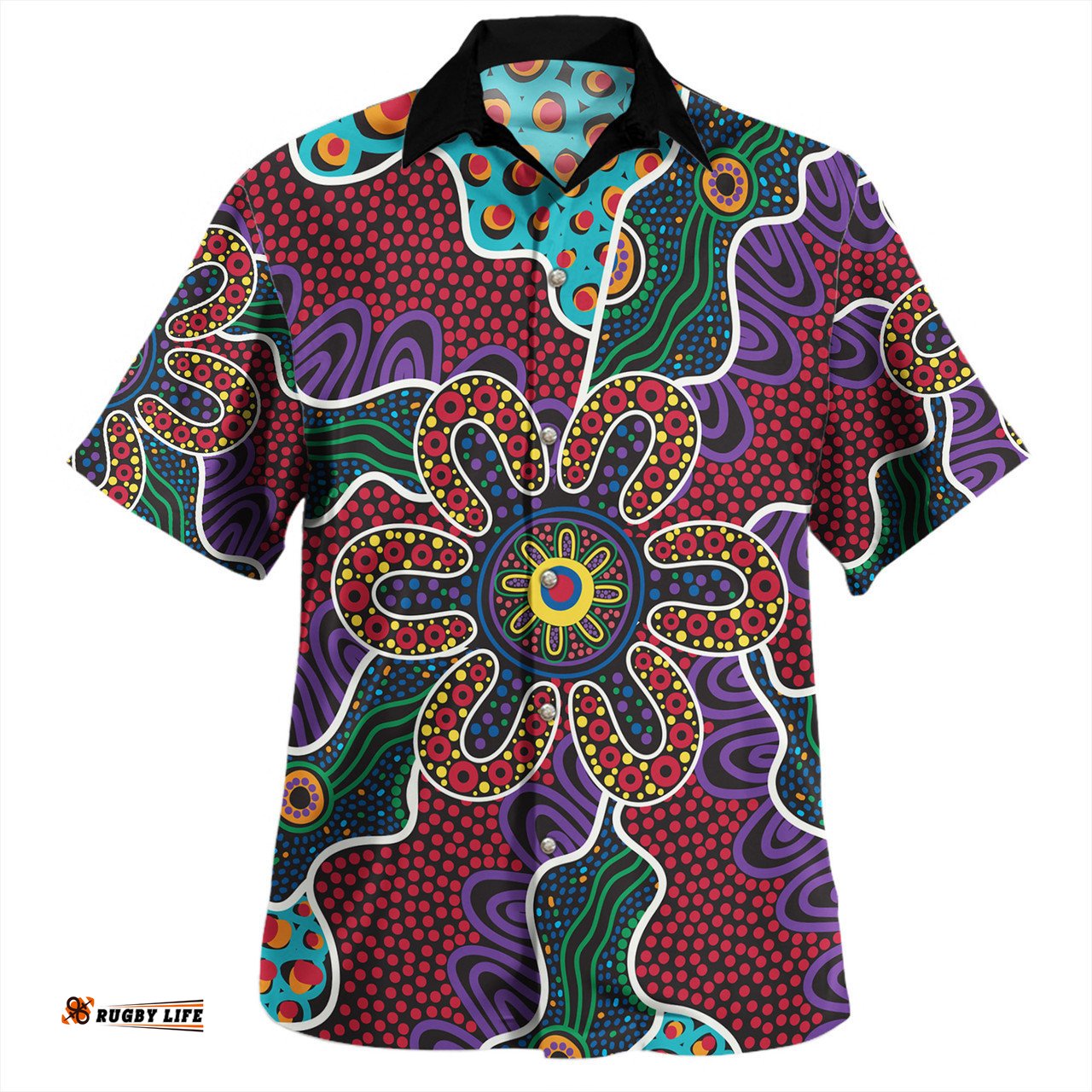 Australia Aboriginal Hawaiian Shirt - Aboriginal Dot Art Color Inspired Hawaiian Shirt
