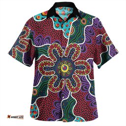 Australia Aboriginal Hawaiian Shirt - Aboriginal Dot Art Color Inspired Hawaiian Shirt