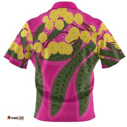Australia Flowers Aboriginal Hawaiian Shirt - Australian Yellow Wattle Flowers Painting In Aboriginal Dot Art Style Hawaiian Shirt