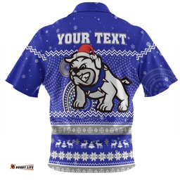 Canterbury-Bankstown Bulldogs Christmas Custom Hawaiian Shirt - Ugly Xmas And Aboriginal Patterns For Die Hard Fan Hawaiian Shirt