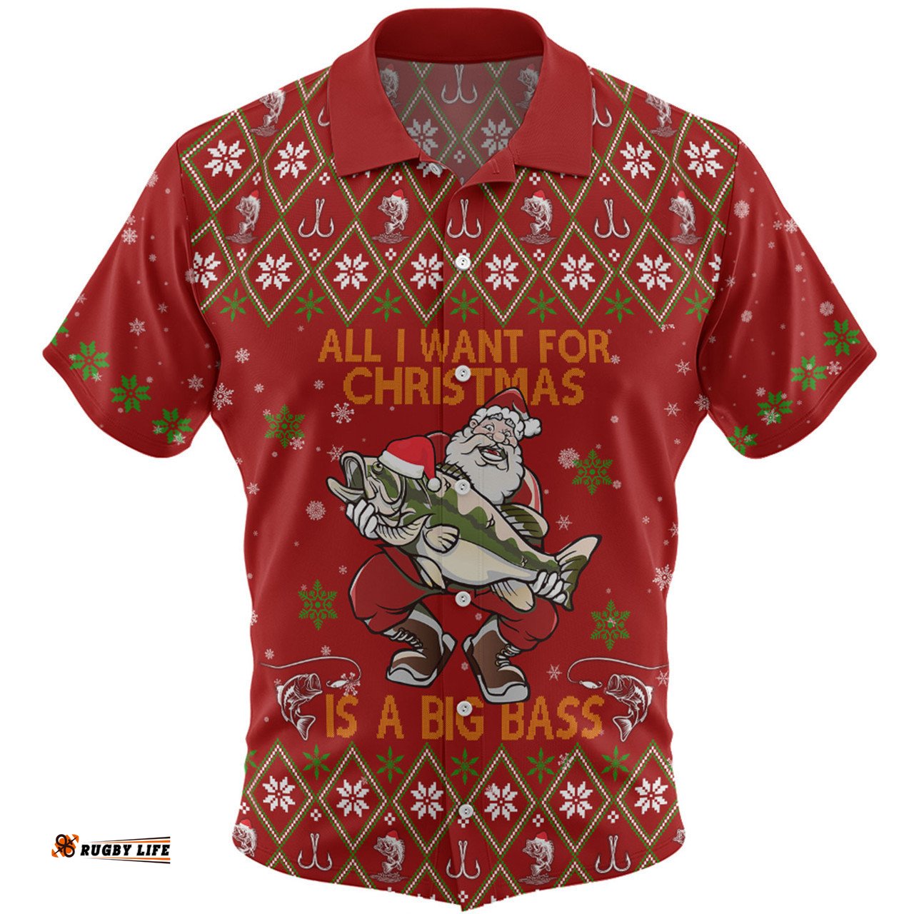 Australia Christmas Fishing Custom Hawaiian Shirt - All I Want For Christmas Is A Big Bass Hawaiian Shirt