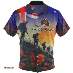 Australia Custom Hawaiian Shirt - Anzac Day Soldiers With Australia Flag