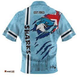 Cronulla-Sutherland Sharks Hawaiian Shirt - Happy Australia Day Flag Scratch Style