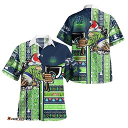 Canberra Raiders Hawaiian Shirt - Merry "Green Machine" Christmas With Snowflakes Ho Ho Ho Scratch Hawaiian Shirt