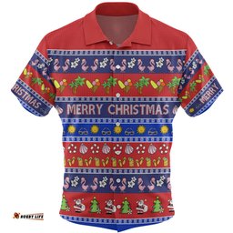 Australia Christmas Custom Hawaiian Shirt - Aussie Christmas Flamingo Summer Vibes Blue Hawaiian Shirt