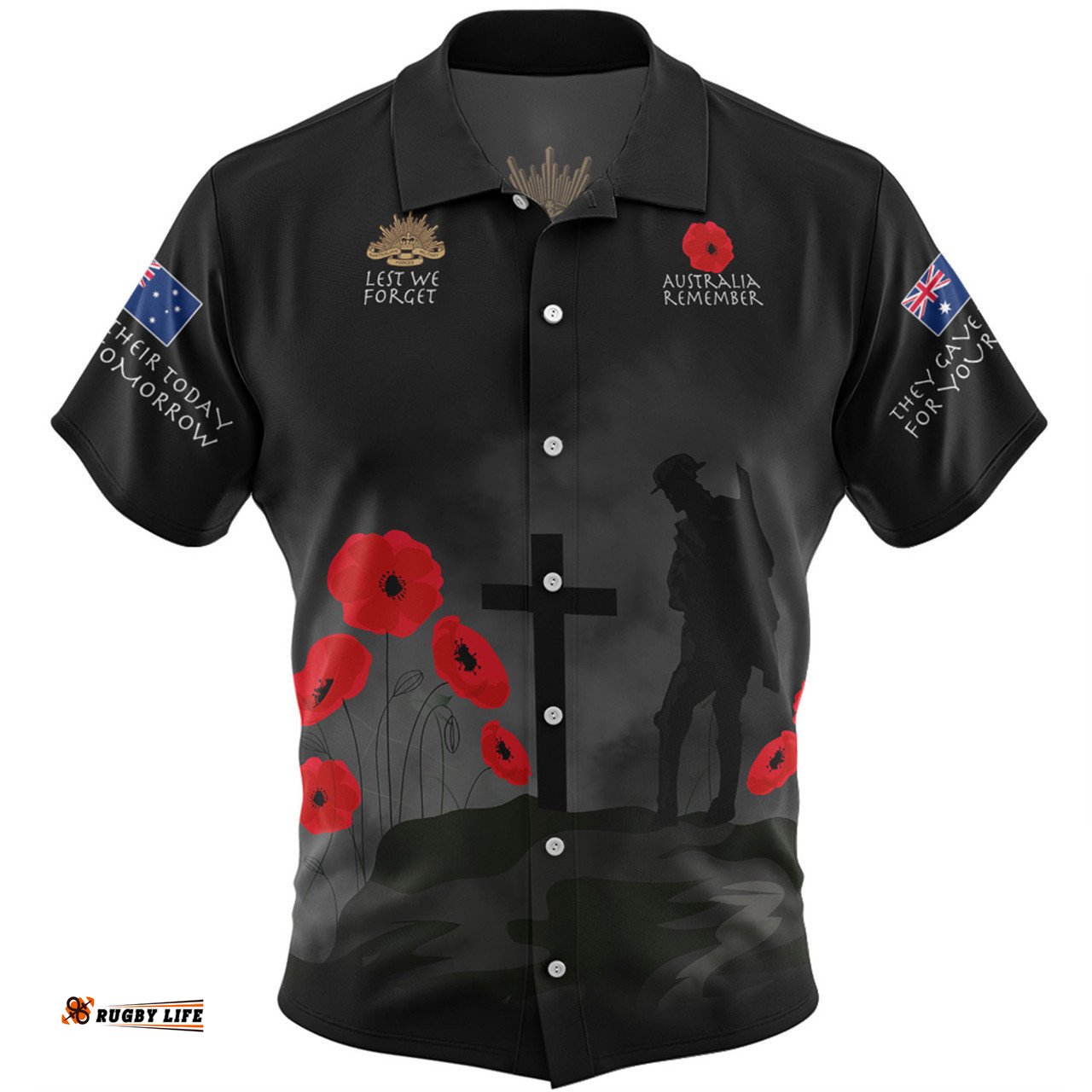 Australia Anzac Day Hawaiian Shirt - Australia Remember Black Hawaiian Shirt