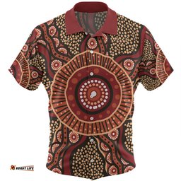 Australia Aboriginal Hawaiian Shirt - Brown Aboriginal Style Dot Painting Hawaiian Shirt