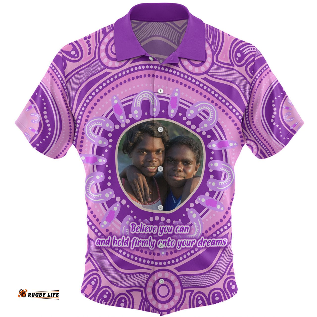 Australia Aboriginal Custom Hawaiian Shirt - Believe You Can And Hold Firmly Onto Your Dreams Personalised Photo (Purple) Hawaiian Shirt
