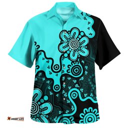 Australia Hawaiian Shirt Aboriginal Style Of Background Red (Turquoise,Purple)
