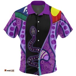 Australia Aboriginal Custom Hawaiian Shirt - Purple Indigenous Rainbow Serpent Inspired Hawaiian Shirt