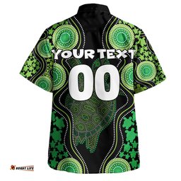 Australia Hawaiian Shirt - Aboriginal Art Green Turtle Inspired