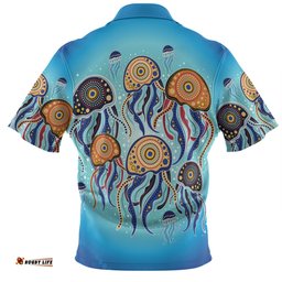 Australia Dot Painting Inspired Aboriginal Hawaiian Shirt - Jellyfish Art In Aboriginal Dot Style Hawaiian Shirt