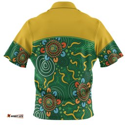Australia Aboriginal Custom Hawaiian Shirt - Green Painting With Aboriginal Inspired Dot Hawaiian Shirt