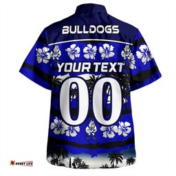Canterbury-Bankstown Bulldogs Hawaiian Shirt - Tropical Hibiscus and Coconut Trees