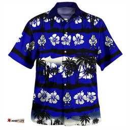 Canterbury-Bankstown Bulldogs Hawaiian Shirt - Tropical Hibiscus and Coconut Trees