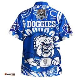 Australia Canterbury-Bankstown Bulldogs Custom Hawaiian Shirt - Indigenous Doggies Blue and Whites Aboriginal Inspired Hawaiian Shirt