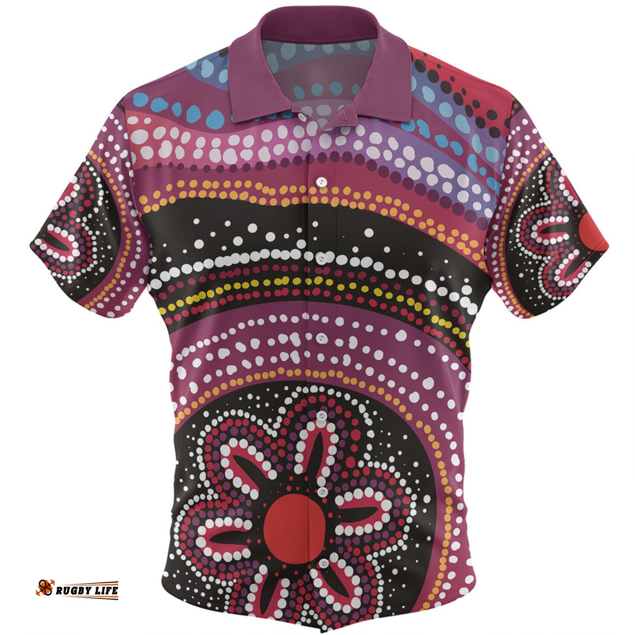 Australia Dot Painting Inspired Aboriginal Hawaiian Shirt - Aboriginal Color Dot Inspired Hawaiian Shirt