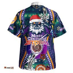 Melbourne Storm Hawaiian Shirt - Merry Christmas Indigenous Melbourne Storm Hawaiian Shirt