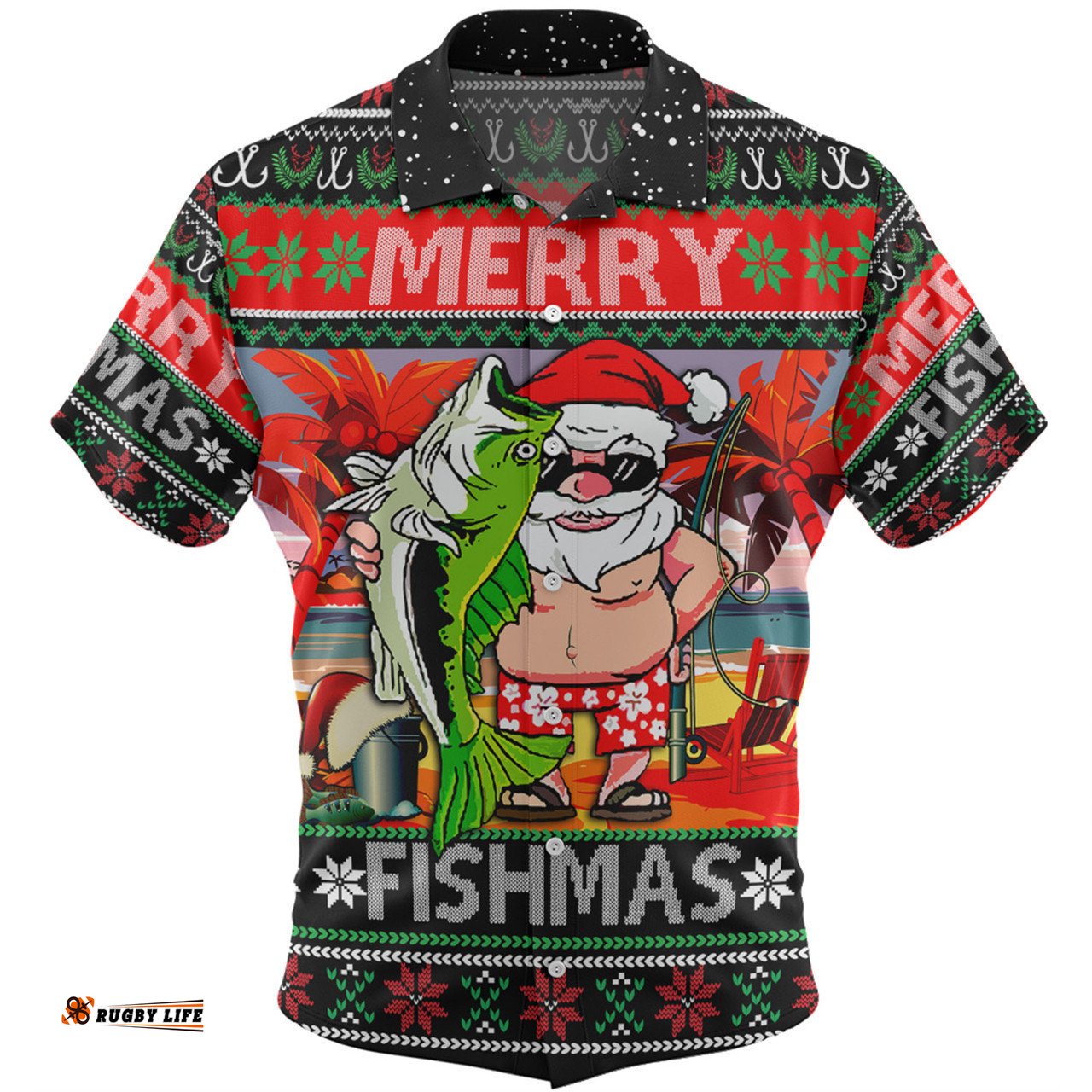 Australia Christmas Fishing Hawaiian Shirt - Merrry Fishmas Angler Santa Claus Hawaiian Shirt