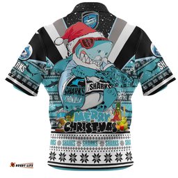 Cronulla-Sutherland Sharks Christmas Custom Hawaiian Shirt - Sharks Santa Aussie Big Things Hawaiian Shirt