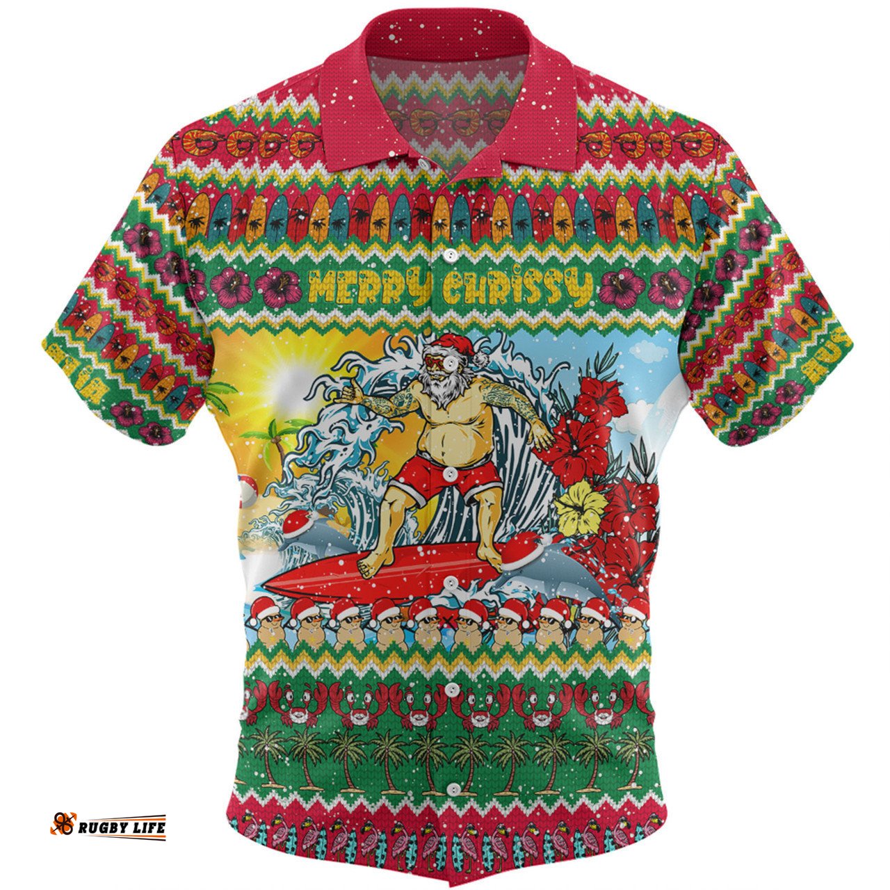 Australia Christmas Custom Hawaiian Shirt - Surfing Santa Hawaiian Shirt