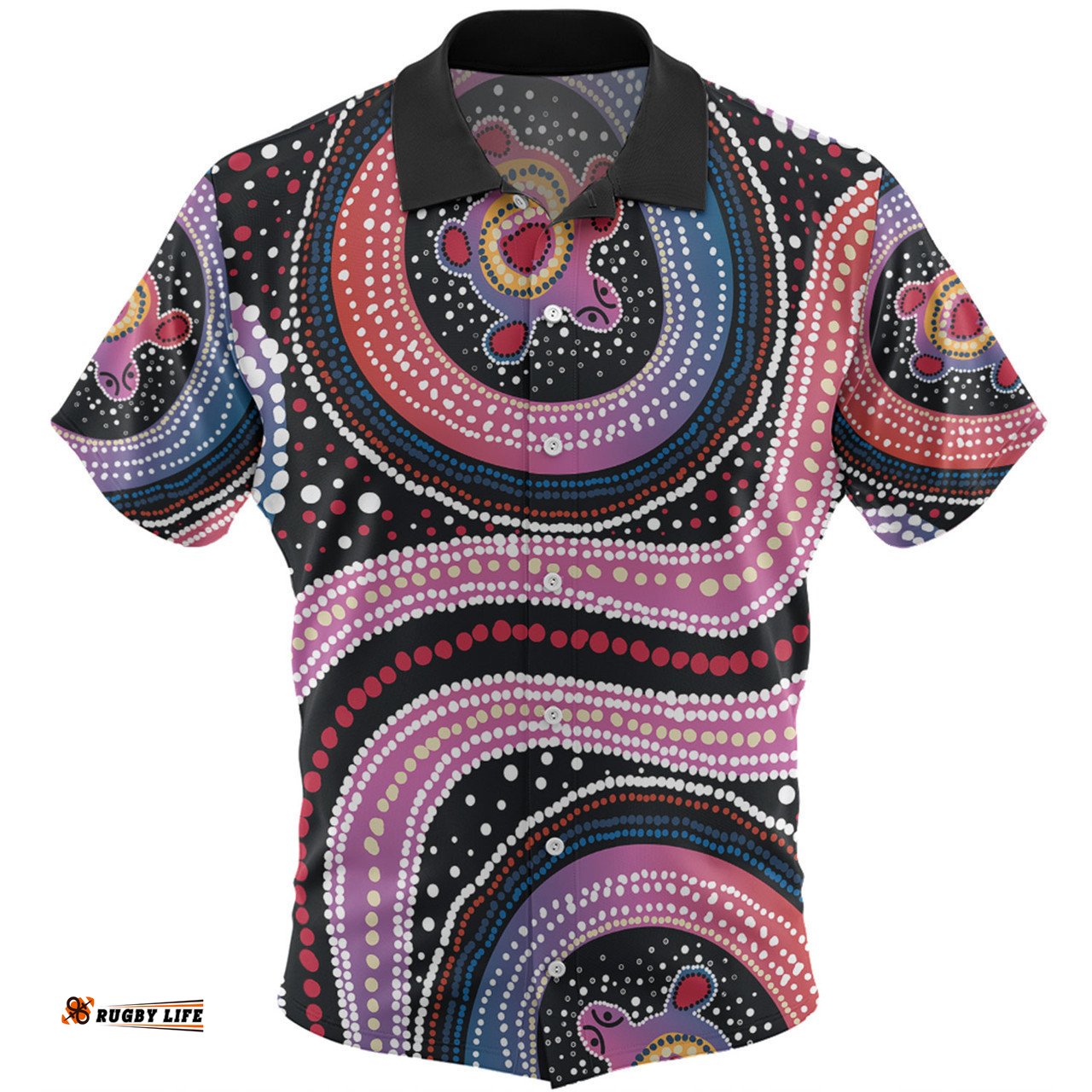 Australia Dot Painting Inspired Aboriginal Hawaiian Shirt - Turtles With Dot In Aboriginal Hawaiian Shirt