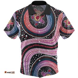 Australia Dot Painting Inspired Aboriginal Hawaiian Shirt - Turtles With Dot In Aboriginal Hawaiian Shirt