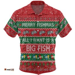 Australia Christmas Custom Hawaiian Shirt - Merry Fishmas All I Want is a Big Fish Hawaiian Shirt