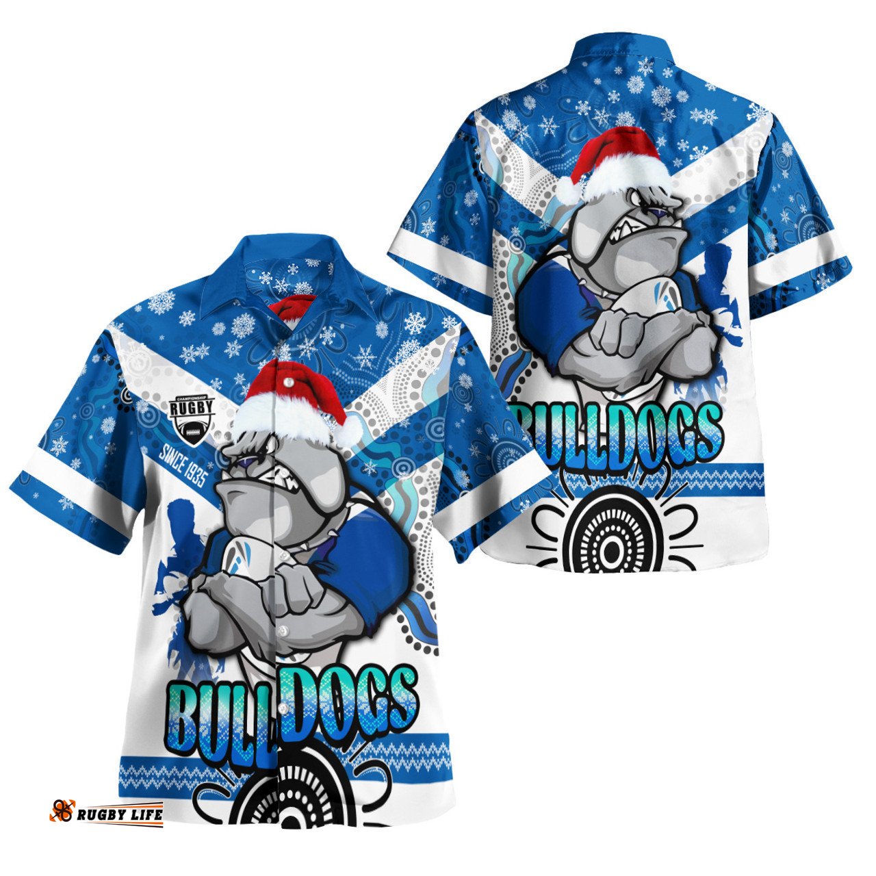 Canterbury-Bankstown Bulldogs Christmas Hawaiian Shirt - Custom Canterbury-Bankstown Bulldogs Aboriginal Inspired Jersey Signature Hoodie