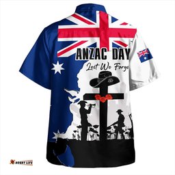 Australia Anzac Day Hawaiian Shirt - Anzac Day With Map And Flag Australia Hawaiian Shirt