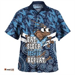 Cockroach Sport Hawaiian Shirt - Tropical Patterns And Dot Painting Eat Sleep Repeat
