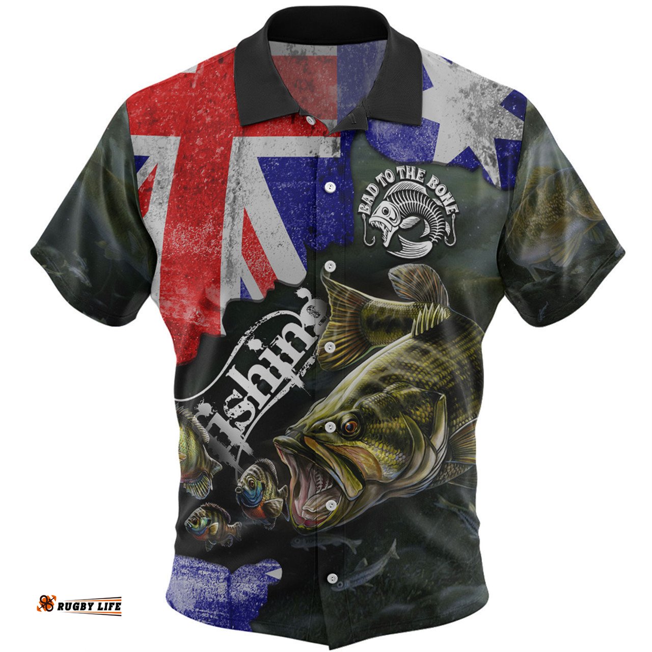 Australia Fishing Hawaiian Shirt - Bad To The Bone Fishing Australia Flag Vintage Hawaiian Shirt