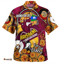 Brisbane Broncos Naidoc Week Custom Hawaiian Shirt - Brisbane Broncos Naidoc Week For Our Elders Bronx for Life Sport Style Hawaiian Shirt