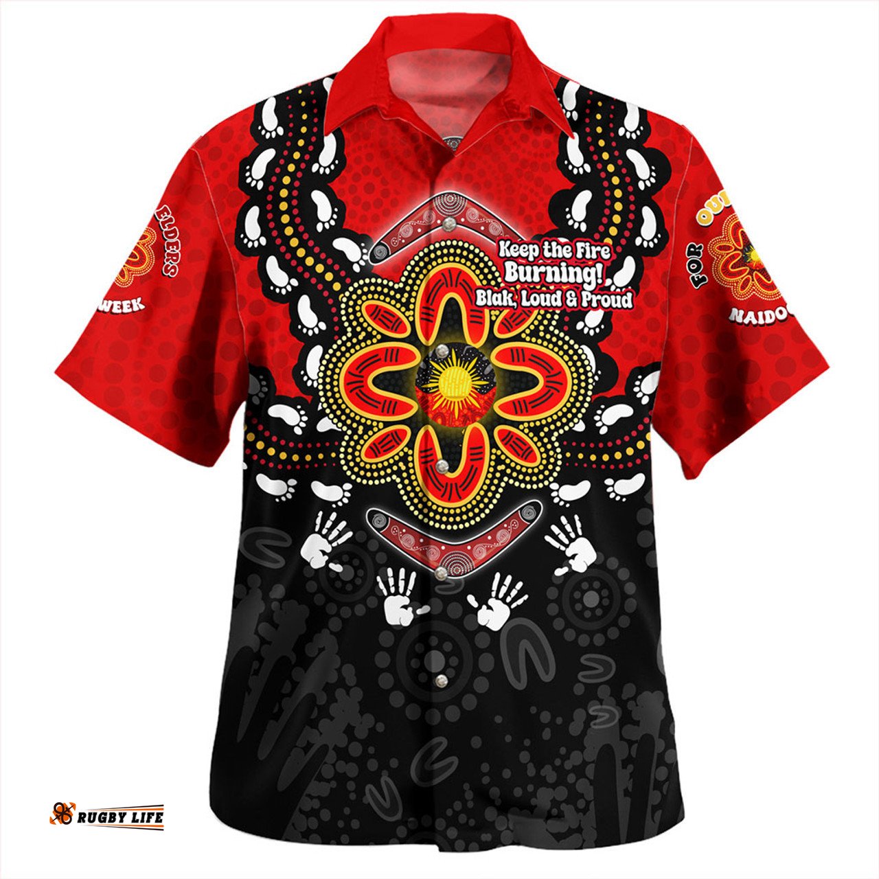 Australia Hawaiian Shirt Aboriginal Inspired Naidoc Symbol Pattern