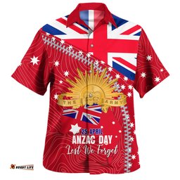 Australia Hawaiian Shirt - Anzac Day Lest We Forget Australian Red Ensign