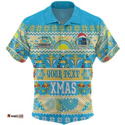 Gold Coast Titans Christmas Aboriginal Custom Hawaiian Shirt - Indigenous Knitted Ugly Xmas Style Hawaiian Shirt