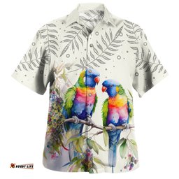 Australia Rainbow Lorikeets Hawaiian Shirt - Rainbow Lorikeets Birds Art Hawaiian Shirt
