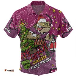 Queensland Cane Toads Christmas Custom Hawaiian Shirt - Let's Get Lit Chrisse Pressie Hawaiian Shirt