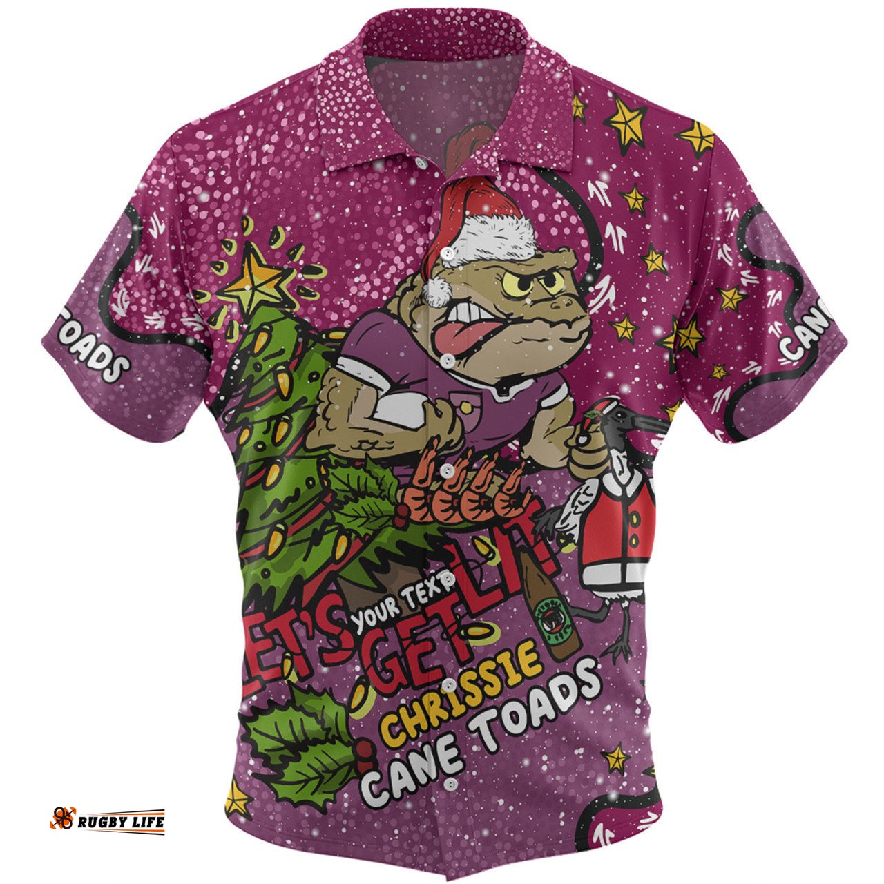 Queensland Cane Toads Christmas Custom Hawaiian Shirt - Let's Get Lit Chrisse Pressie Hawaiian Shirt