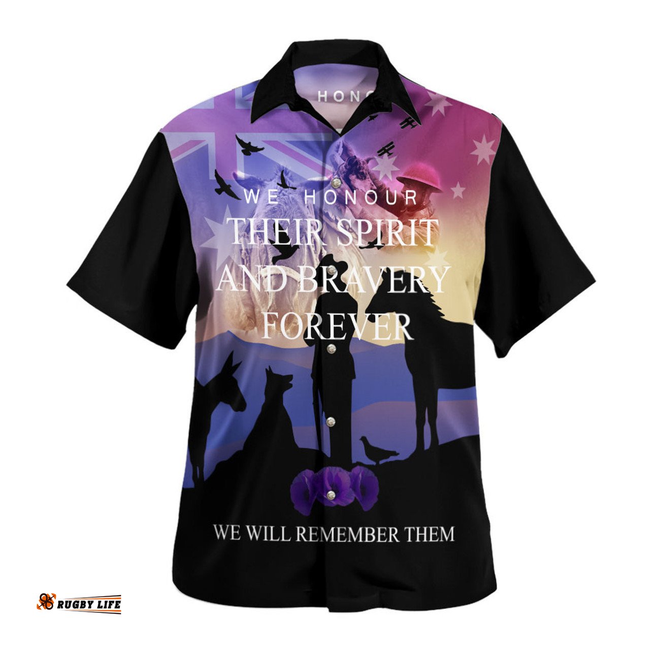 Australia Hawaiian Shirt - Purple Alnimals Poppy
