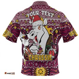 Brisbane Broncos Christmas Custom Hawaiian Shirt - Christmas Knit Patterns Vintage Jersey Ugly Hawaiian Shirt