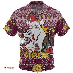 Brisbane Broncos Christmas Custom Hawaiian Shirt - Christmas Knit Patterns Vintage Jersey Ugly Hawaiian Shirt