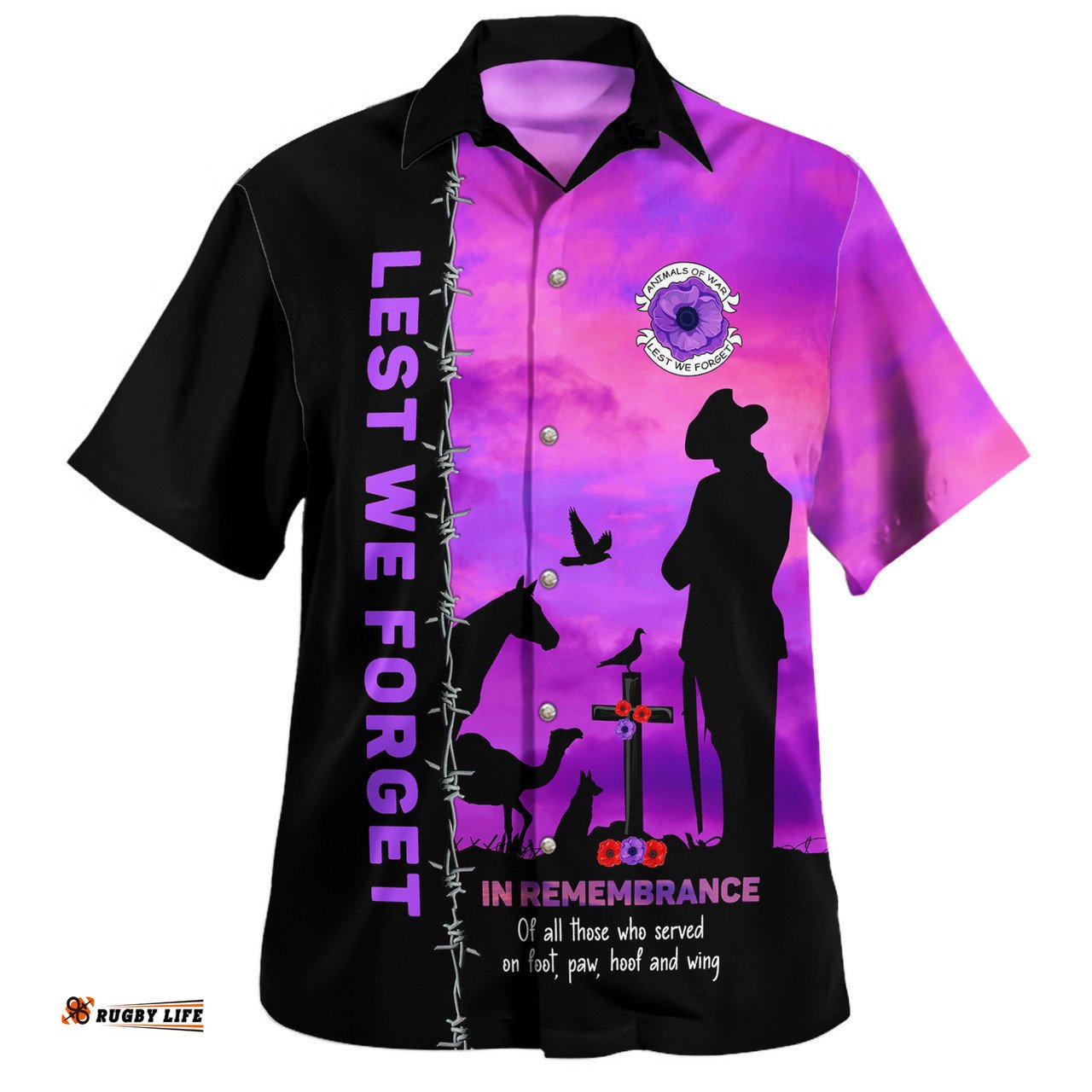 Australia Hawaiian Shirt Anzac Day Lest We Forget The Animals Of War